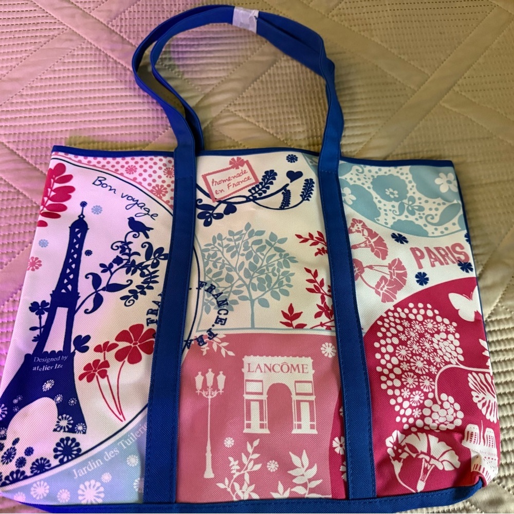 Lancome Paris Themed Tote Bag - Blue and Pink